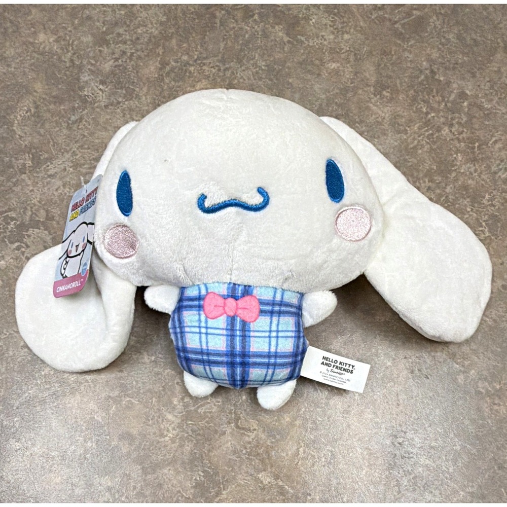 Sanrio Cinnamoroll Hello Kitty & Friends Plush w/ Tags Blue Plaid 2024 HKTT01